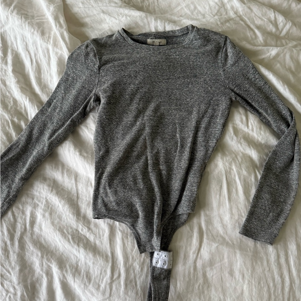 Madewell Gray Crew Neck BodySuit